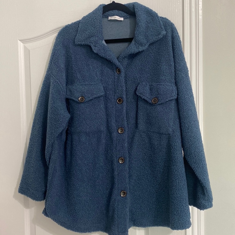 Casually Cozy Teddy Shacket - Size Medium